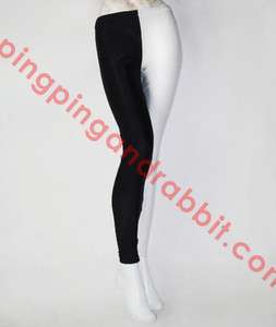   and White Nylon Spandex Two Toned Leggings Joker 2 Sided Pants Tights