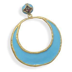 Genuine Elegante (TM) Base Metal 14 Karat Gold Plated Turquoise Epoxy 