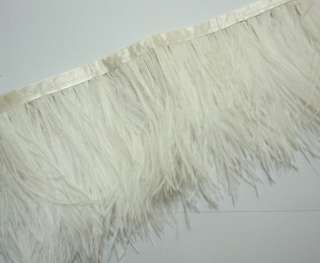 Fj2 4 6 White Ostrich Feather fringe Trim by Yard  