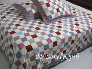Farmhouse Patchwork Quilt Bedspread Coverlet 3pc set KING  