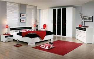   Contemporary European Bedroom Set, dresser, night stands, black white
