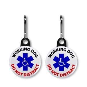 WORKING DOG DO NOT DISTRACT Medical Alert 2 Pack 1 Zipper Pull Charms