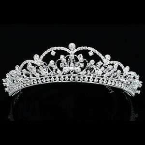   Rhinestone Crystal Beads Flower Prom Wedding Crown Tiara 8799  