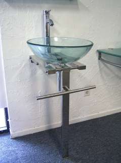 New European Style Bathroom Glass Vessel Sink Faucet Pedestal Vanity 