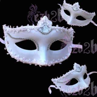 White Lady Masquerade Half Face Mask Halloween Mardi Gras Party 