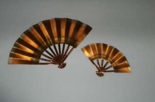 Vintage HOMCO Copper Ming Fan Wall Plaques Hangings  