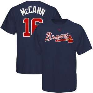   Braves #16 Brian McCann Navy Blue Player T shirt