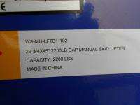 Worksmart High Rise Skid Lifter Scissor Lift Pallet Jack 2200 LB 