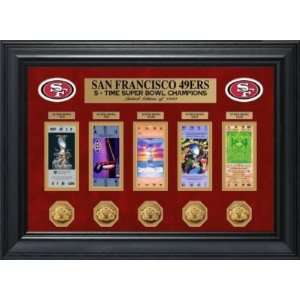 San Francisco 49ers Super Bowl Ticket and Game Coin Collection Framed