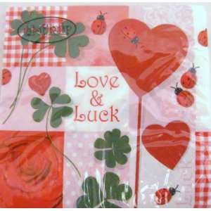   Ti flair Cocktail Napkins Party Pack (20) Love & Luck 
