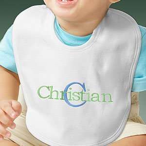    Embroidered Name & Initial Personalized Baby Bib for Boys Baby