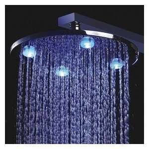  10 Inch Chrome Brass Shower Head With 4 LED Lights