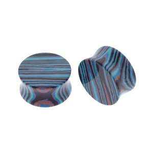  Blue Calisilica Stone Plugs   7/8 (22mm)   Sold as a 