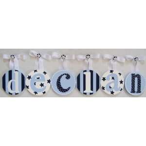  Declans Navy Stars Hand Painted Round Wall Letters