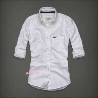 NWT Abercrombie A&F Womens Eden Oxford Shirt Top Blouse S/L White/Blue 