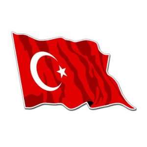  TURKEY WAVING FLAG   Sticker Decal   #S0153 Automotive