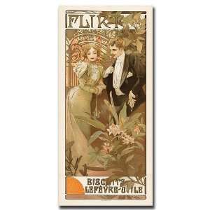   Flirt by Alphone Mucha Framed 24x47 Canvas Art 