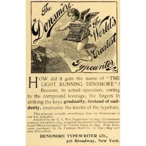  1895 Ad Densmore Typewriter Company Light Running Model 
