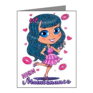   Cards (20 Pack) High Maintenance Girl with Kisses 