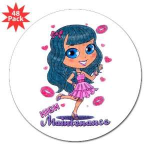  Sticker (48 Pack) High Maintenance Girl with Kisses 