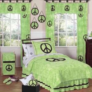  Lime Groovy Peace Sign Tie Dye Childrens Bedding   4 pc 
