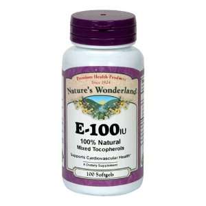  Natures Wonderland Vitamin E 100 IU, 100 Softgels Health 