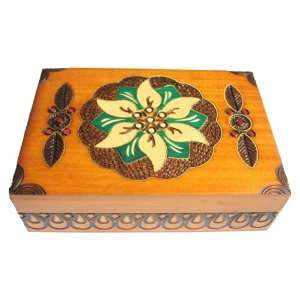 Wooden Box, 5080, Traditional Polish Handcraft, Hinged, Soft Brown 