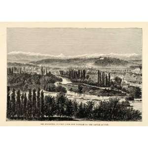  1882 Antique Wood Engraving Art Pyrenees France Pau Castle 