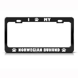  Norwegian Buhund Dog Dogs Black Metal license plate frame 