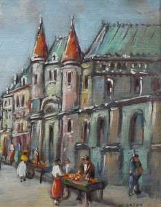ANTIQUE FRENCH IMPRESSIONIST LISTED SIGNED CITYSCAPE OIL PAINTING 