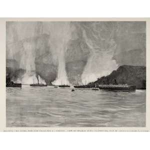  1899 Print Spanish American War Siboney Harbor Fire Disease 