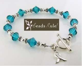 TEAL BLUE Crystal Awareness Bracelet  
