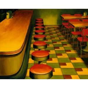 Wandas Diner   Red Rohall 20x16 CANVAS 