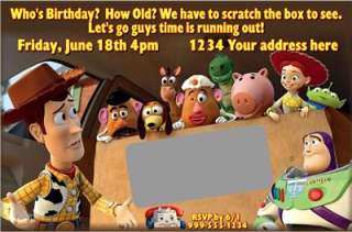 Toy Story 3 Scratch Off Invitation favor  