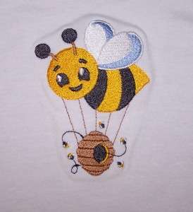 Bumble Bee & Beehive Hot Air Balloon Monogram 6M 12M 18M 24M Cute Baby 