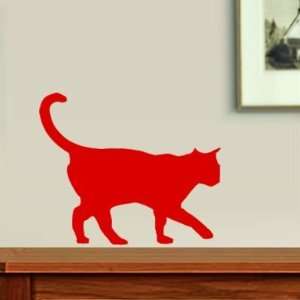  Red Cat Walking Fun Wall Decal