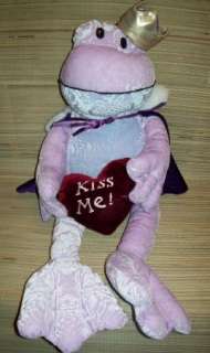 Toy Works Purple kiss me Frog Plush Stuffed Crown Cape  
