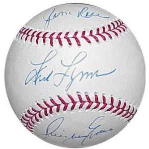  Jim Rice, Fred Lynn, and Dwight Evans Multi Autographed 