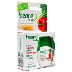  Beano  To Go, Food Enzyme Dietary Supplement, 12 tablets 