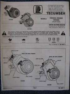 Tecumseh Snow King HSK600 HSK845 HSK850 Engine Manual  