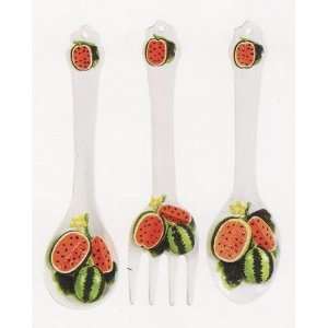  WATERMELON Large 17 Spoon & Fork Wall Decor Set NEW