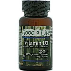  Vitamin D3 2,000 IU High Dose (60 Vegetarian Caps) Health 