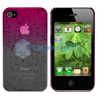 Clear Pink Waterdrop Snap on Hard Case Cover for Apple iPhone 4G 4S S 