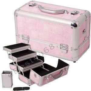 15.5 PINK SNAKE SKIN Makeup Organizer with Dividers and Brush Holder 