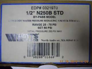 WATTS 1/2 N250B STD WATER PRESSURE REDUCING VALVE  