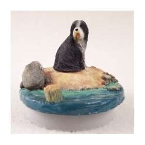  Bearded Collie Candle Topper Tiny One A Day on the Beach 