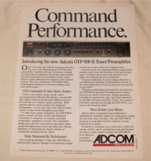 Adcom GTP 500 II Tuner/Preamplifier PRINT AD from 1991  