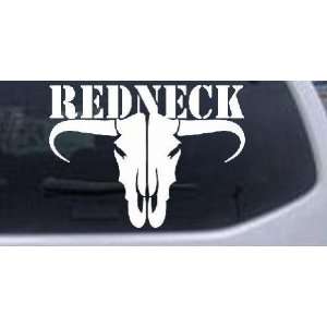 White 18in X 13.2in    Redneck Longhorn Skull Country Car Window Wall 