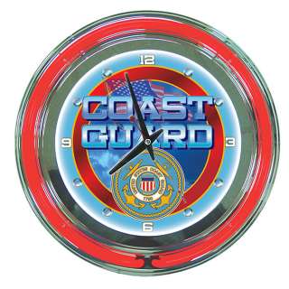 United States Coast Guard Neon Clock   14 inch Diameter 844296030736 