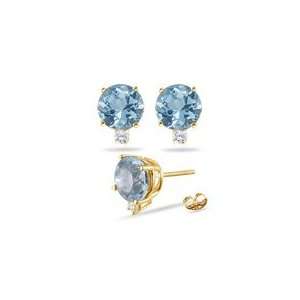  0.07 Ct Diamond & 6.50 Ct Aquamarine Earrings in 14K 